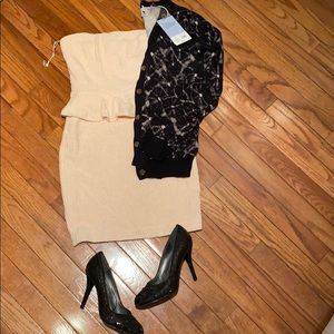 NWT Zara tweed peplum dress sz XS